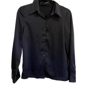 John Galt navy blue silky long sleeve top